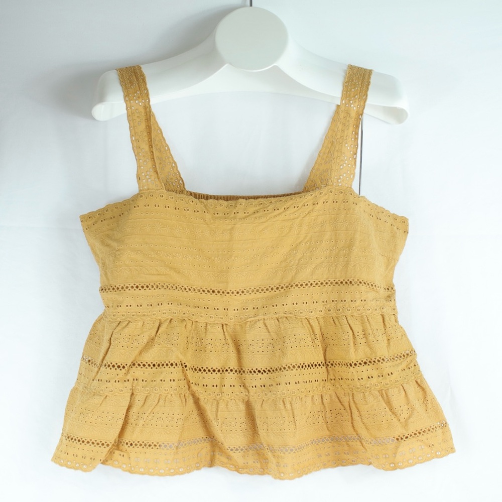 Aeropostale Mustard Yellow‎ Eyelet Tank Top Womens Size XL